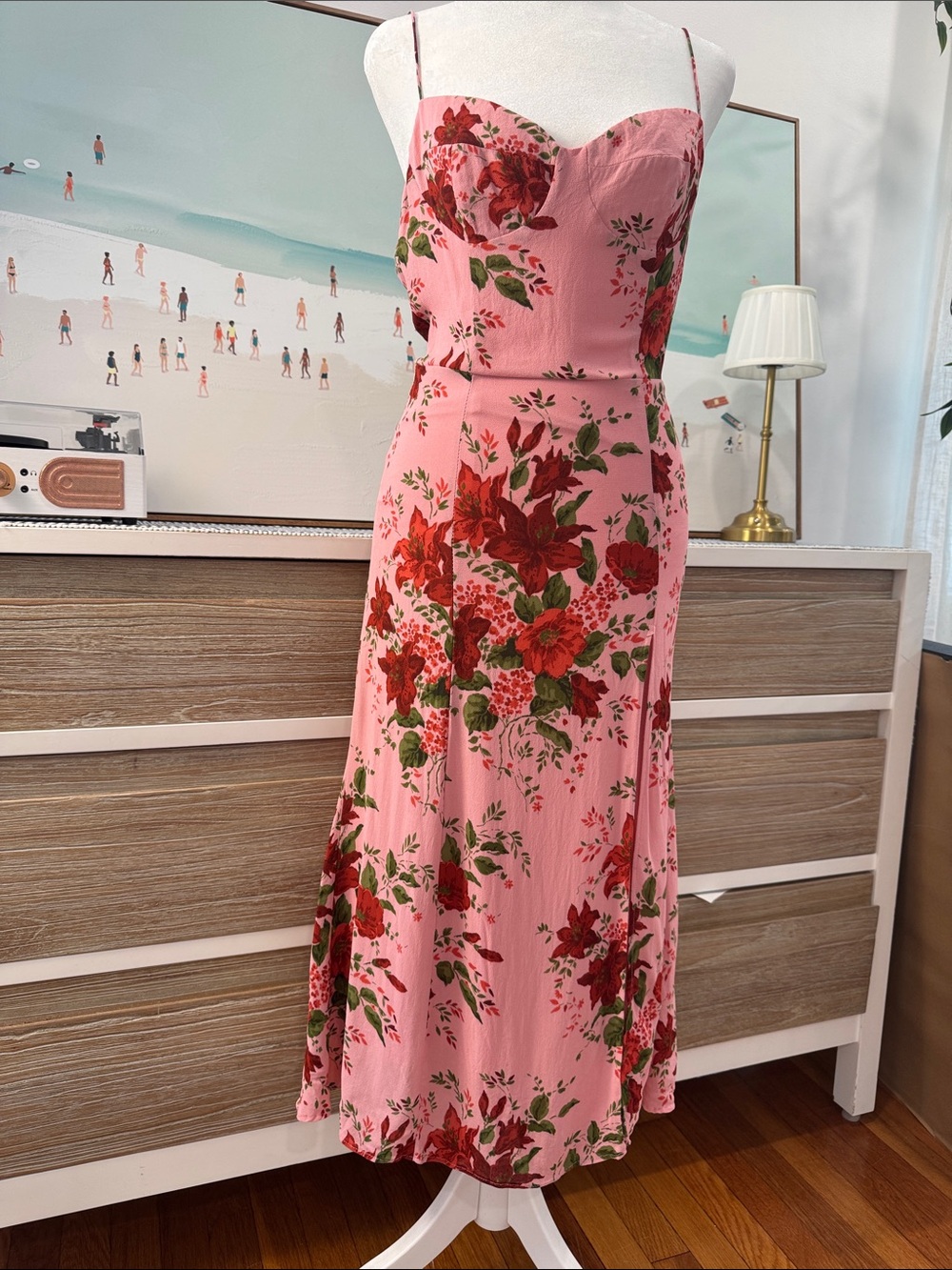 Reformation Juliette Dress Valeria Pink Floral Midi